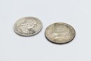 1957 Franklin Half Dollar & 1965 Kennedy Half Dollar US Currency Bullion Coins - 2 Total