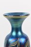 Pulled Feathering Iridescent Art Glass Hand Blown Vase