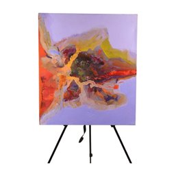 Colorful Landscape Abstract Painting On Canvas Signed Edwy 1985