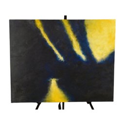 'Blue & Yellow #20' Abstract Painting On Canvas Signed Edwy 2006