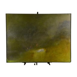 'Winter Series Green #2' Abstract Landscape Painting On Canvas Signed Edwy