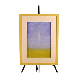 'Blue & Yellow #3' Framed Landscape Abstract Painting On Canvas Signed Edwy