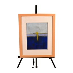 Abstract Landscape Painting Framed In Natural Wood