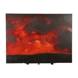 'Fire & Furry' Landscape Abstract Painting Signed Edwy 00-01