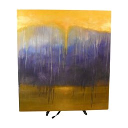 'Untitled Landscape Blues & Yellows' Landscape Abstract Painting On Canvas Signed Edwy 2008