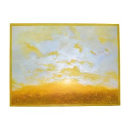 Abstract Landscape Painting On Stretched Canvas Signed Edwy