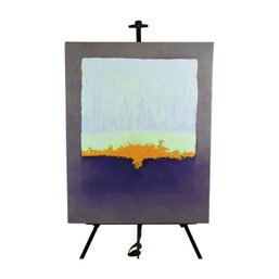'green, Blue, Gold' Abstract Landscape Acrylic On Stretched Canvas Painting Signed Edwy '09