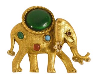 Studded Elephant Brooch Pin