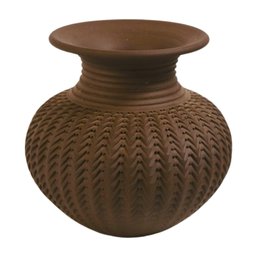 Kenneth A. Standhardt Round Matte Black Raku Pre-Columbian Design Vessel  Vase