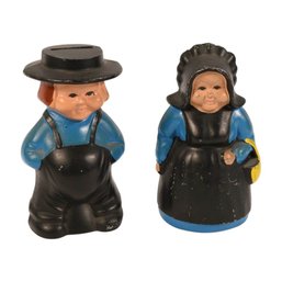 Vintage Amish Man & Woman Coin Bank - 2 Total