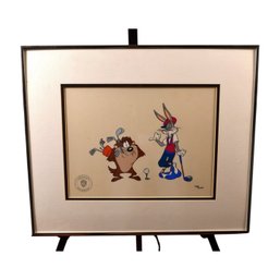 'TEED OFF' Taz And Bugs Bunny Limited Golf Sericel Art Cel Framed Cell Looney Tunes 1992 W/ Cert