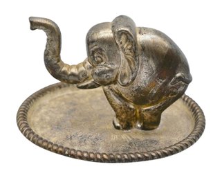 Elephant Ring Jewelry Holder Trinket Dish Silver Plated