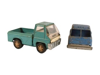 Marx Toys Tin Pickup Truck & Hubley Log Hauler Truck - 2 Total