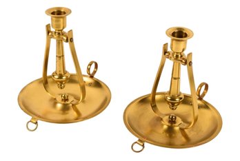 Pair Of Vintage Solid Brass Swinging Candle Holders - 2 Total