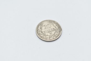 1893 Hungary 20 Filler Antique Coin Currency