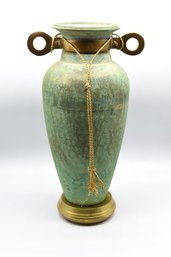 Handled Flower Vase On Brass Base