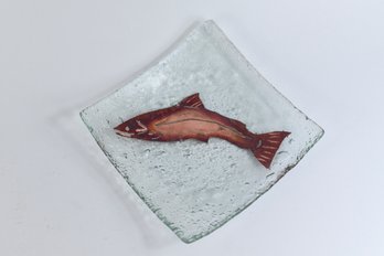 Trout Salmon Decor Cupped Glass Plate