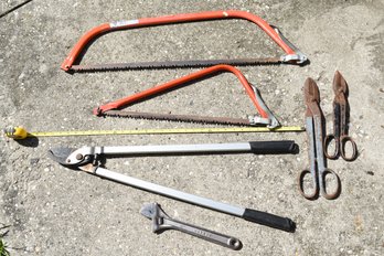 Assorted Lot Of Hand Tools - Saws Snips Wrench - 6 Total