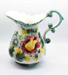 Floral Decorated Ceramic Pitcher