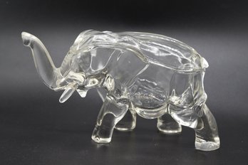 Glass Elephant Trinket Candy Dish