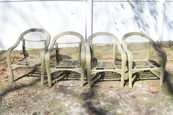 Wicker Patio Chairs With Cushions - 4 Total
