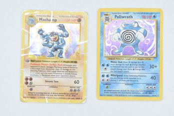 First Edition Machamp & Poliwrath Holo Pokemon Cards - 2 Total