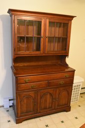 Wooden China Hutch W/ Glass Doors Plenty Of Storage