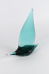 BULLOCKS Italian Aqua Art Glass Sailboat