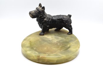 Marble Dish With Cast Iron Dog