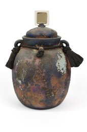 Artist Signed Raku Pottery Ceramic Lidded Urn Jar Numbered #314