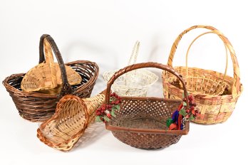 Assorted Lot Of Wicker Baskets - 7 Total