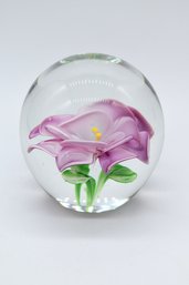 Vibrant Pink Flower Art Glass Paper Weight