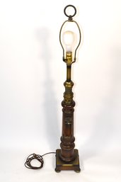 Detailed Wooden Table Lamp - No Shade