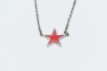 Red Star Pendant Necklace  8' Chain