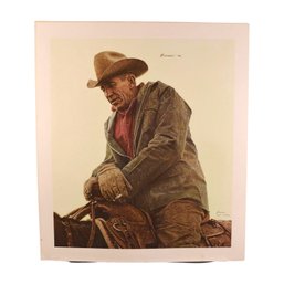 James Bama - Ken Hunder Working Cowboy 38/50 Limited Print On Paper Signed & Dated 1974
