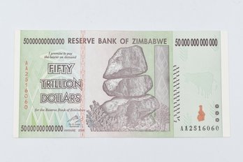 Reserve Bank Of Zimbabwe 50 Trillion Dollars