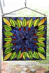 Beautiful Stained Glass Panel Decorated With Floral Foliage
