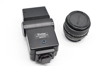 Vivitar Auto Thyristor 2800-D & Tokina EL 28mm Camera Lens