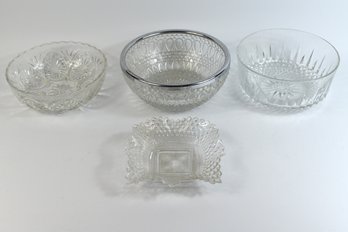 Cut Glass Ashtray & Bowls - 4 Total