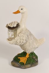 Whimsical Resin Goose Holding Jar