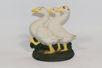 Donsco Cast Iron Painted White Geese Door Stop