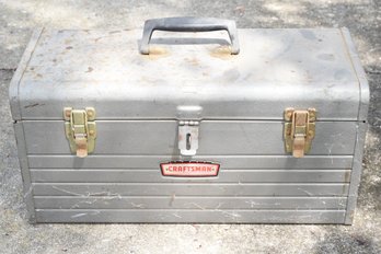 Vintage Craftsman Metal Toolbox With Assorted Sockets Adapters And Wrenches