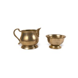 Pewter Creamer & Monogramed 1968 Footed Cup - 2 Total