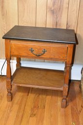 End Night Table Stand Wood With Crackle Pattern Top