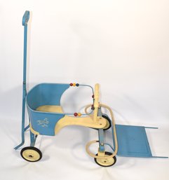 Vintage 40s/50s Tin Baby Doll Push Stroller