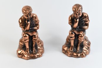 Pair Of Copper Over Cast Iron Bookends - 2 Total