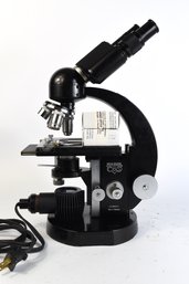 Beck Kassel CBS Microscope With 4 Objectives & Lamp With Extra Bulbs