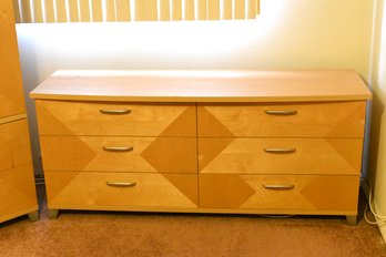 Beautiful Wooden Dresser With 6 Drawers & Matching Wood Mirror