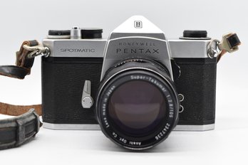 Honeywell Pentax Spotmatic Film Camera With 105mm Takumar Lens