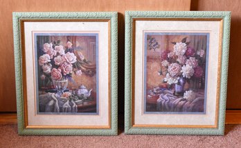 2 Vintage Framed Floral Prints